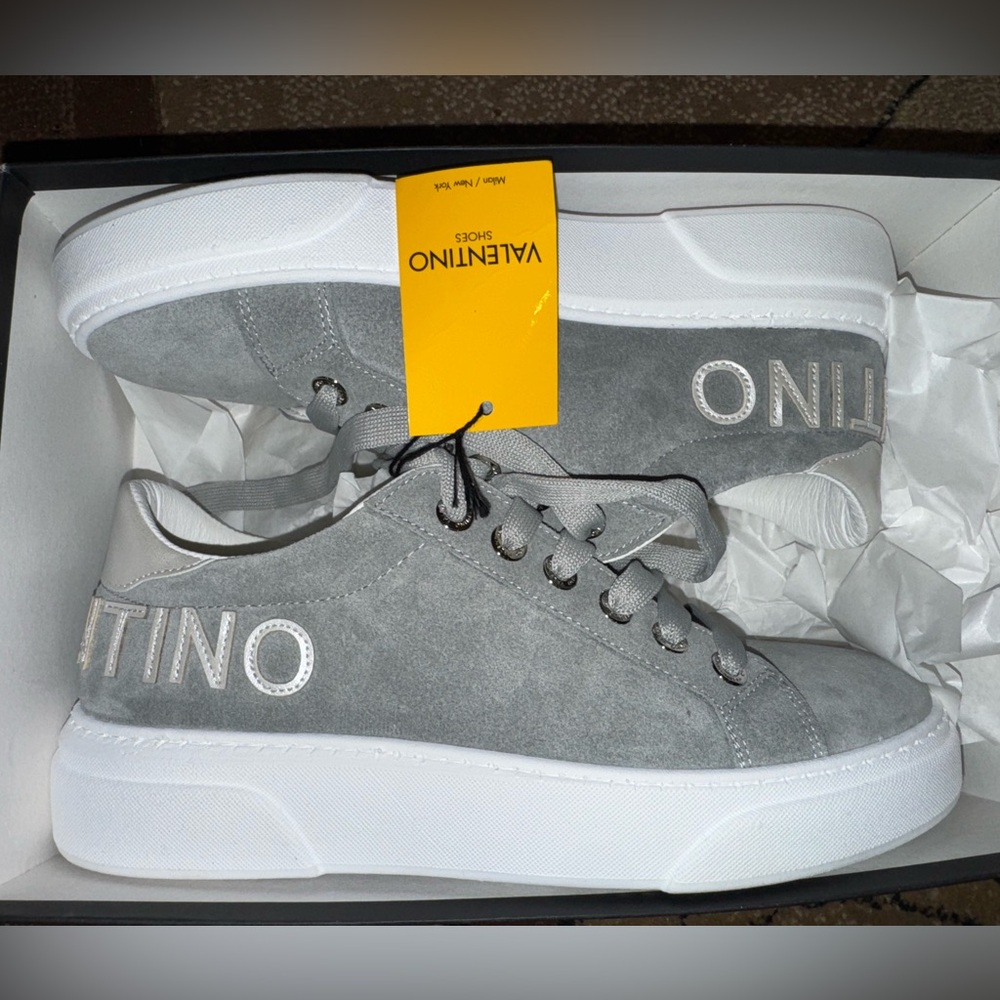 Valentino Gray and White Sneakers